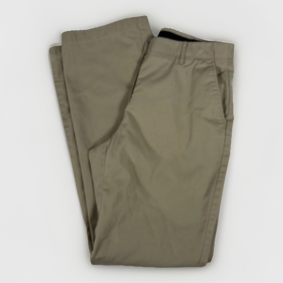 Lands' End OEKO-Tex Chino Pants Womens 8 Khaki Cotton Slash Pockets Straight Leg - Picture 1 of 15